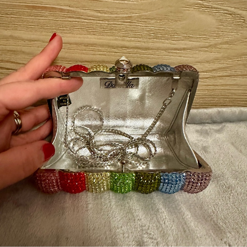Multicolor Crystal Embellished Clutch - Picture 4 of 6